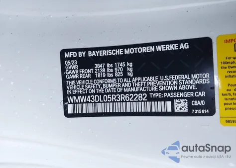 2024 Mini Convertible Cooper S z USA, uszkodzony, nr VIN WMW43DL05R3R62282